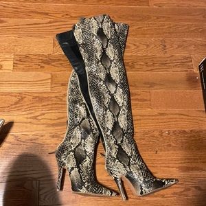 Snake print boots